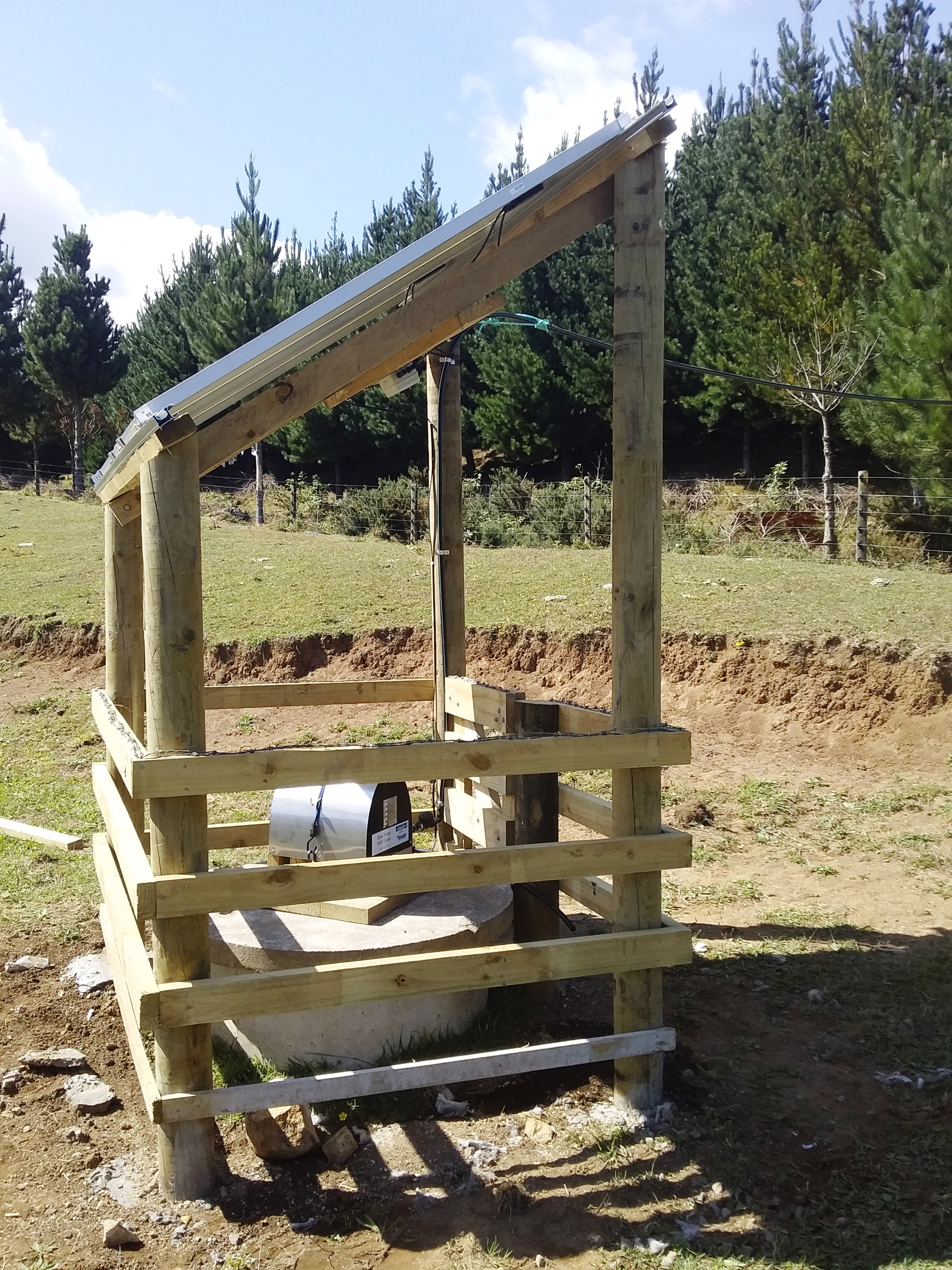 Perkinz solar water pump working on farm.